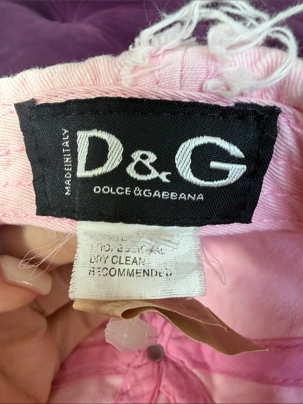 D&G Pink Distressed Logo Baseball Cap adjustable